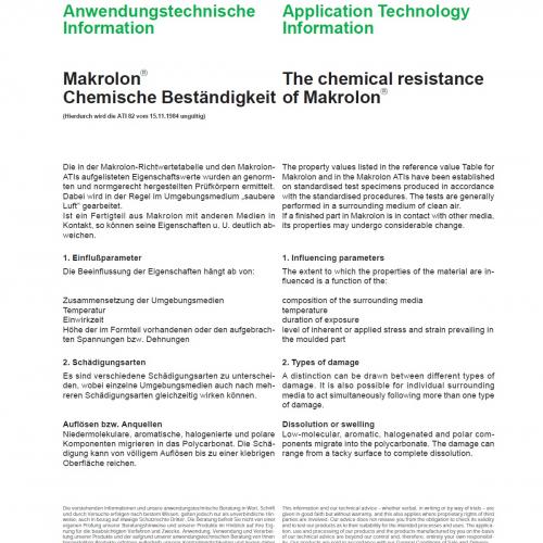 Bayer Makrolon Chemical Resistance Guide